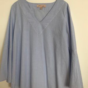 Blouse rayée bleu/blanc avec manches évasées